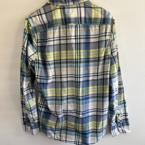 1901 Blue Green Yellow Plaid Button Down Collared Shirt Nordstroms Men's Medium - Picture 14 of 16
